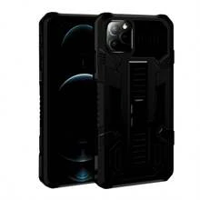 黑色防震手機殼,帶隱形手機支架,適用於iphone、samsung、xiaomi、oppo,保護套 - 黑色 - 查看 1