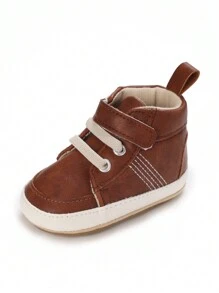 Zapatos deportivos de piel sintética para bebés niños que aprenden a caminar con suela blanda - Marrón - Ver 4