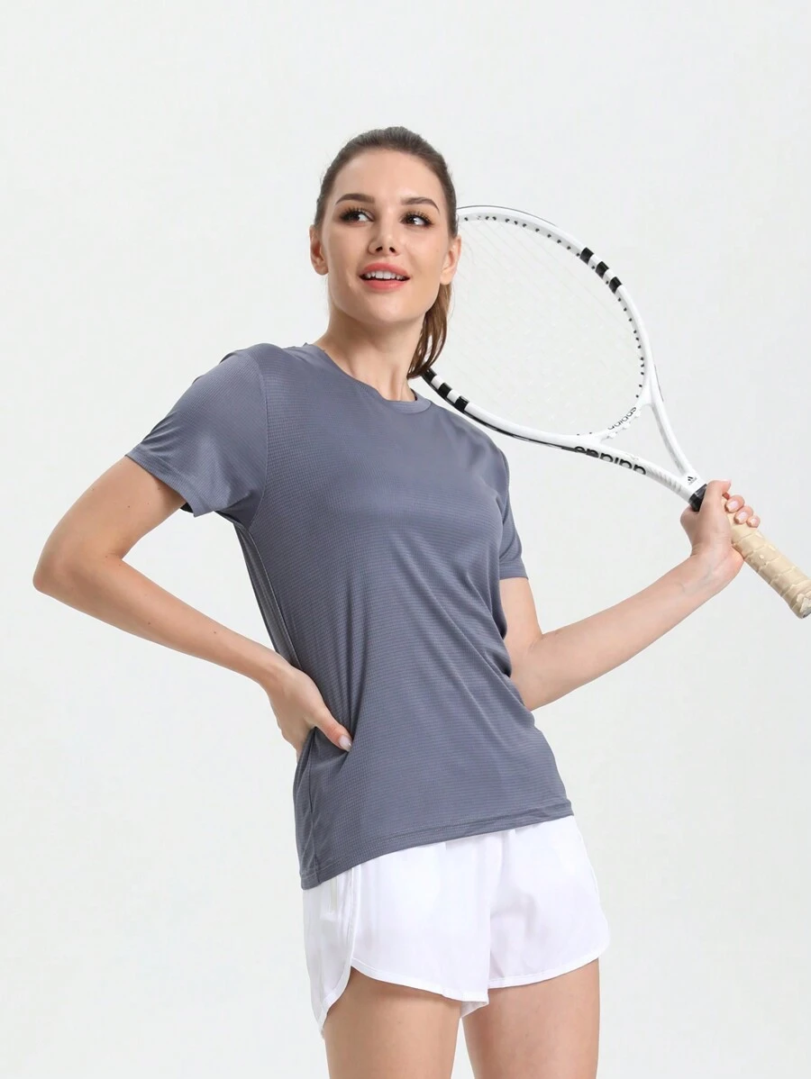 Tricou sport super ușor de vară pentru femei, cămașă de antrenament cu mânecă scurtă pentru cuplu pentru alergare, tricou de bază pentru antrenamente la sală, ținută de tenis pentru femei