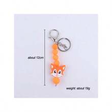 1pc New Creative Cartoon Raccoon Shaped Silicone Beaded Keychain For Diy Accessories - Purple - View 6