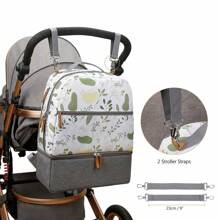 大容量媽咪背包式尿布袋,旅行嬰兒包,戶外餐飲保溫背包,可存放嬰兒奶、食品等 - 黑與白 - 查看 5