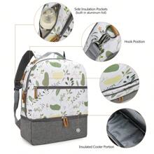 大容量媽咪背包式尿布袋,旅行嬰兒包,戶外餐飲保溫背包,可存放嬰兒奶、食品等 - 黑與白 - 查看 2