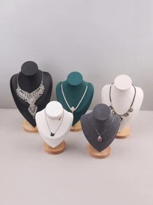 1入組絲絨肖像項鍊展示架,用於珠寶展示 - 綠色 - 查看 1