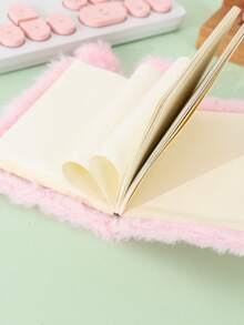 1入組迷你可愛兔子形狀粉紅色毛絨芯便條本筆記本,附攜帶帶 - 粉色 - 查看 2