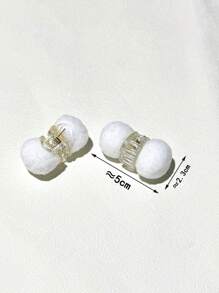 2 件套女士发饰白色可爱毛球发夹，清新甜美女孩造型工具，发爪发夹发夹发夹发夹发夹，优雅，爪夹秋冬度假装女士