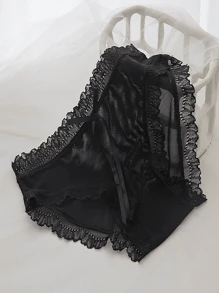 3条/套 L-XL 性感蕾丝内裤，纯棉舒适内衣，时尚隐形中腰女士三角裤 - 彩色 - 查看 2