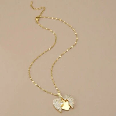 1入融滿鑽石裝飾的不鏽鋼項鍊,適用於日常佩戴