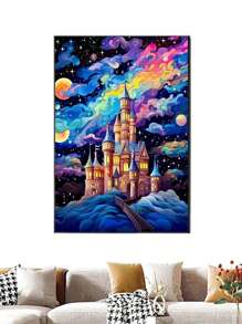 城堡畫diy鑽石畫,可愛卡通圖案,家居裝飾,手工藝品掛件,全鑽圓鑽,創意十字繡,禮品製作