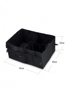 1pc Black Car Trunk Storage Bag, Multifunctional Foldable Organizer Box - Black - View 3
