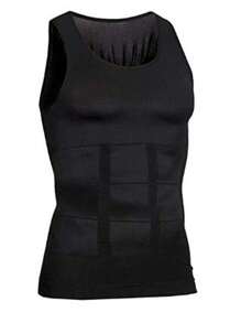 1pc Men's Slimming Vest For Belly Compression, Tummy Control Body Shaper Underwear - Black - View 2
