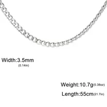 1pc Unisex Stainless Steel Plain Chain, 3mm~10mm Wide, Punk Minimalist Jewelry Accessories - Style a - View 33