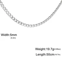 1pc Unisex Stainless Steel Plain Chain, 3mm~10mm Wide, Punk Minimalist Jewelry Accessories - Style a - View 20