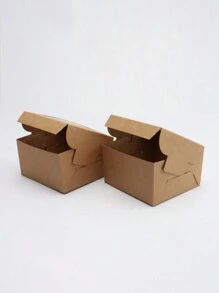 Caja De Ventana De Cupcake De Snowy Lady Para Empaque De Té, Caja De Papel Kraft Simple - 4 Piezas - Marrón - Ver 1