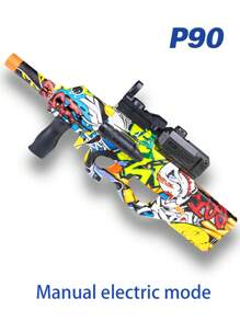 P90 Electric Gel Blasting Toy Gun With Clip And Large Capacity Battery, Manual And Automatic Dual-mode Gel Ball Toy Gun With Drum Sight And Goggles, Perfect For Shooting Team Games (excluding Gel Balls)