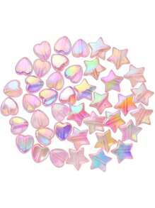 Aproximadamente 100 Piezas De Cuentas De Plástico Acrílico Coloridas En Forma De Corazón Y Estrella Para Hacer Joyas - Multicolor - Ver 11
