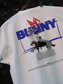 Playera B A D  B U N N Y "Nadie Sabe Lo Que Va A Pasar Mañana." Tee - Blanco - Ver 1