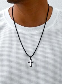 1 Pieza Collar Colgante De Cruz Gótica Para Hombres - colgante de moda - Ver 4