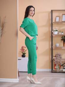 Women Two-piece Outfits - màu xanh lá - Xem 3