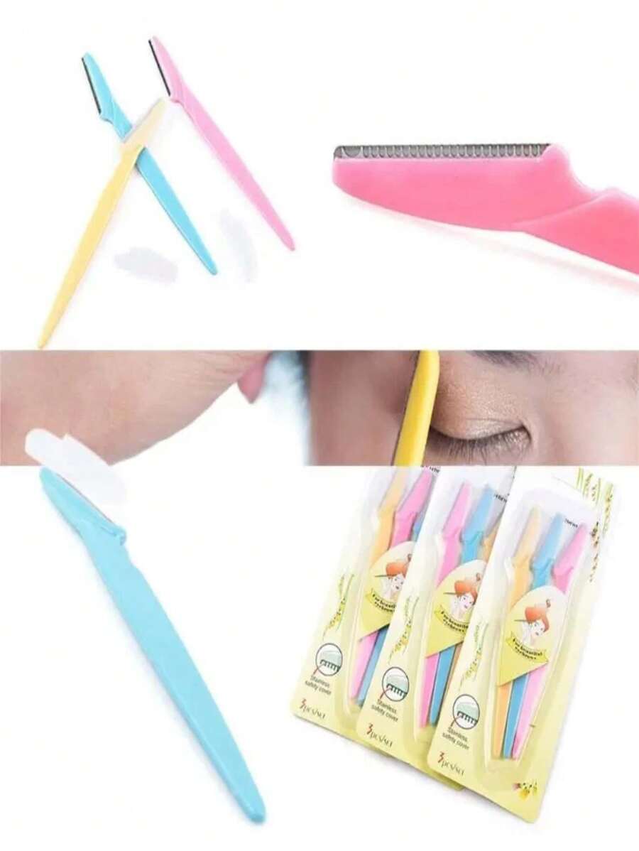 24 Estuches Perfilador de Ceja Navaja quita Vello Facial con 3 piezas - Multicolor - Ver 1