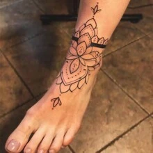 1張腳鍊設計臨時紋身貼紙,防水耐用,適用於派對 - 黑色 - 查看 1