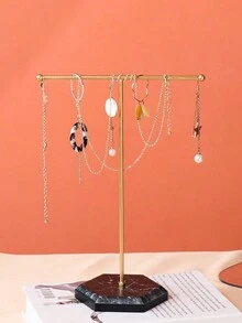 1pc Iron Art Jewelry Organizer Display Stand For Earrings, Necklaces, Bracelets And Rings - Gold - View 3