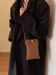 Small Pu Matte Texture Shoulder Crossbody Bag With Casual & Fashionable Simple Design For Phone And Other Small Items - Khaki - View 1