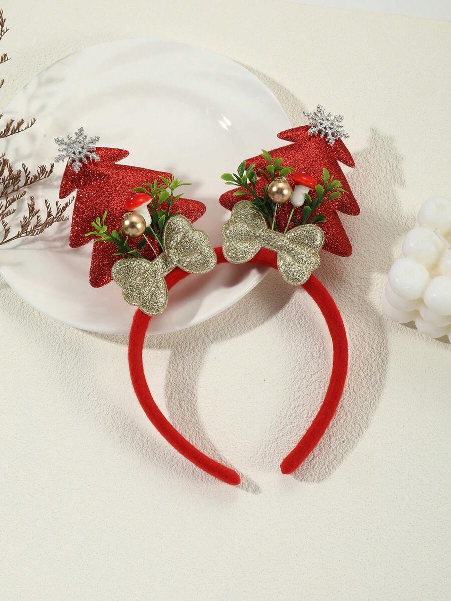 Buổi tiệc Loạt - Đỏ Trẻ em Cây thông noel , Bông tuyết & Bowknot & Hình nấm Vòng tóc - Đỏ - Xem 1
