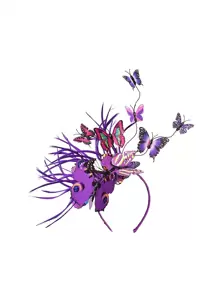 1 件裝蝴蝶迷彩頭帶帝王蝶頭帶羽毛皇冠茶會服裝甜美剪裁頭飾適合女士和女孩