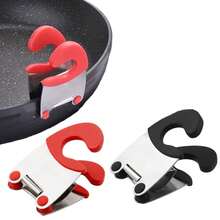 1pc Kitchen Pot Holder With Plate Gripper & Hook, Multifunctional Cooking Tools Heat-resistant Utensil Holder - Red - View 6