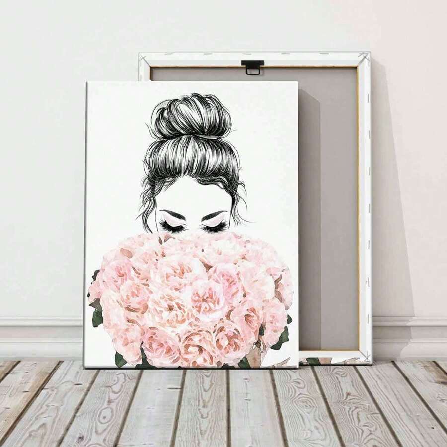 1 Tranh canvas có khung gỗ, hình cô gái cầm hoa, tranh vẽ, tranh áp phích canvas, tranh nghệ thuật trang trí nhà cửa, tranh trang trí tường, thích hợp cho phòng khách, phòng ngủ, văn phòng, nhà hàng, quán bar, chống thấm nước, tranh in, tác phẩm nghệ thuật. Kích thước 12x16 inch. - Nhiều màu - Xem 1