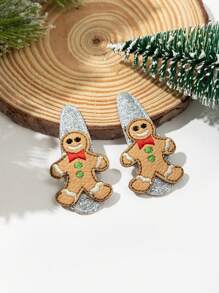 2pcs/set Multicolor Woven Gingerbread Man Hair Clips, Christmas Style - Multicolor - View 3