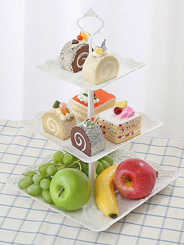 1 Stück Haushalts Dessert Trockenfrüchte Tablett, süße Speisen Servierständer, Wohnzimmer kreative mehrstöckige Kuchenregal 3-lagige Obstplatte