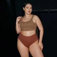 BREEZILYCARE 5pcs Plus Size Seamless High Waist Tanga Panties - Multicolor - View 5