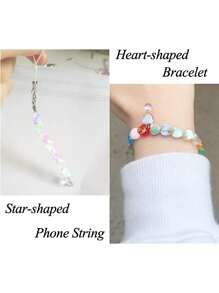 Aproximadamente 100 Piezas De Cuentas De Plástico Acrílico Coloridas En Forma De Corazón Y Estrella Para Hacer Joyas - Multicolor - Ver 5