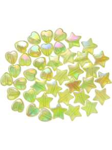 Aproximadamente 100 Piezas De Cuentas De Plástico Acrílico Coloridas En Forma De Corazón Y Estrella Para Hacer Joyas - Multicolor - Ver 6
