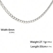 1pc Unisex Stainless Steel Plain Chain, 3mm~10mm Wide, Punk Minimalist Jewelry Accessories - Style a - View 27
