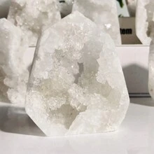 1塊自然白水晶簇晶柱狀石英標本,可用作桌上裝飾與水晶治療 - 白色晶洞簇點 - 查看 7