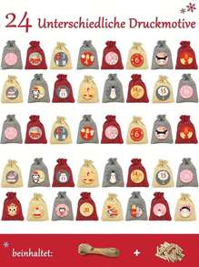 24Pcs 2025 New Year Calendar Bags Christmas 24 Days DIY Advent Calendar Xmas Countdown With 24 Pieces Buffalo Check Snowflake Elk Santa Drawstring Christmas Bags For Party Decoration Countdown Decoration With Advent Numbers Stickers, Clips, Rope