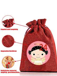 24Pcs 2025 New Year Calendar Bags Christmas 24 Days DIY Advent Calendar Xmas Countdown With 24 Pieces Buffalo Check Snowflake Elk Santa Drawstring Christmas Bags For Party Decoration Countdown Decoration With Advent Numbers Stickers, Clips, Rope