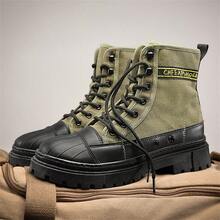 Canvas Boots Autumn & Winter High Top Work Boots For Men - Army Green - View 3