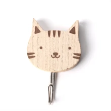 3pcs/set Cartoon Wooden Animal Shaped Wall Hooks - Mocha Brown - View 5