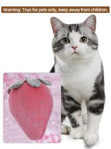 1入組草莓設計寵物毛絨玩具狗和貓互動 - 粉色 - 查看 3