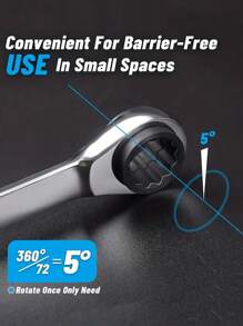 Double Head Reversible Ratchet Wrench Set Plum Quick Ratchet Wrench, Two-Way Mirror Polished Wrench Set, Four-In-One Metric Repair Tools Set Combination - Silver - View 7