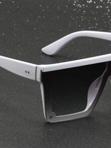 1 件男士白色塑料平顶太阳镜，假日时尚，日常防晒街头太阳镜沙滩配饰太阳镜夏季海滩度假、户外、旅行太阳镜 - 灰色 - 查看 4