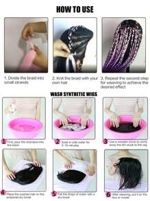 24英寸巨型编织合成假发接发，酒红色巨型编织假发，适合女性DIY编织 - 酒紅色 - 查看 8