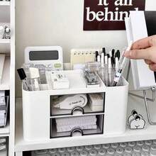 1個文具組織者桌面學生ins抽屜鉛筆櫥辦公室膠帶髮飾兒童小型收納盒