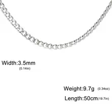 1pc Unisex Stainless Steel Plain Chain, 3mm~10mm Wide, Punk Minimalist Jewelry Accessories - Style a - View 31