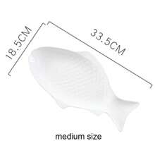 1pc White Ceramic Fish-shaped Platter, Creative Ellipse Fish Plate For Steamed Fish In Restaurant - White - View 8