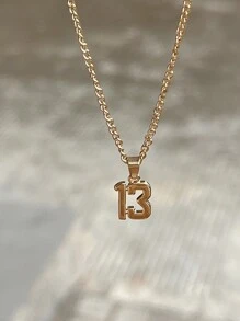 時尚多用途的金色極簡主義數字紀念女士吊墜項鍊,配有個性化阿拉伯數字13吊墜鎖骨鏈,適合女士日常佩戴
