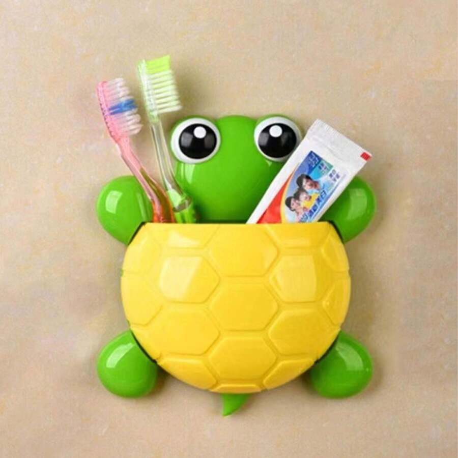 1pc Cute Animal Toothbrush Holder Turtle Strong Suction Cup Toothbrush And Toothpaste Storage Rack Bathroom Wall-mounted Toothbrush Holder - Multicolor - View 1